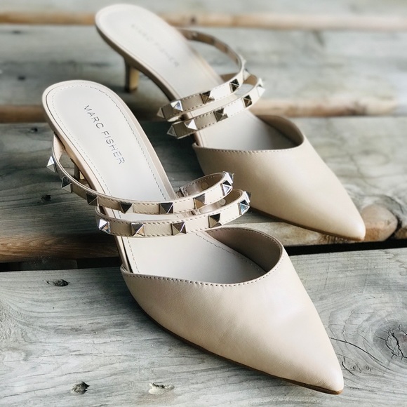 Marc Fisher Shoes - New! Marc Fisher Gold Studded Pointed Kitten Heels